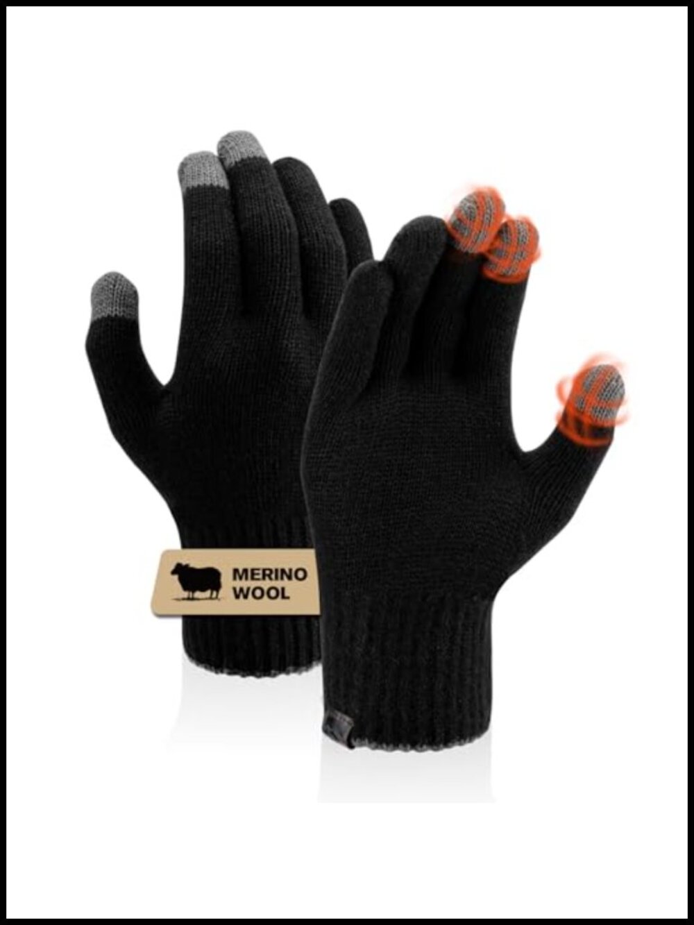 Merino Wool Gloves Touch Screen Warm Liners for Winter Running Hiking